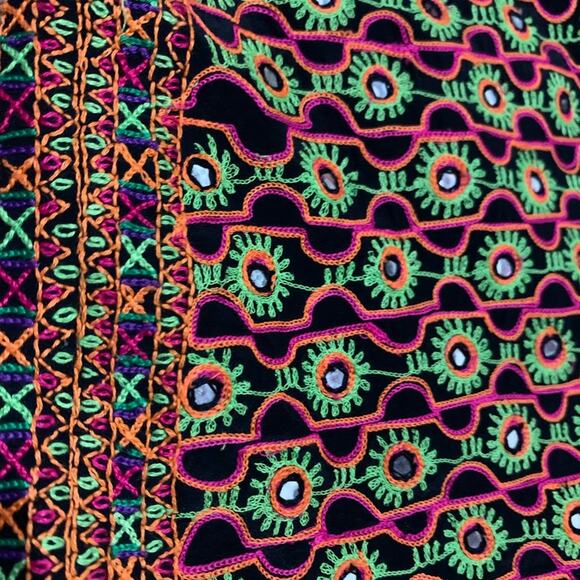 GRYPHON New York Black Floral Neon Silk Mini Skirt Size XS - Picture 6 of 8